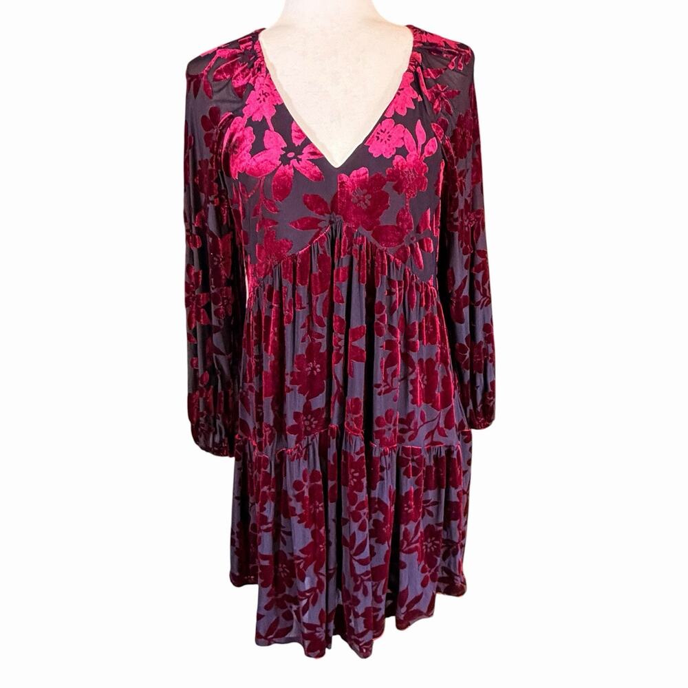Taylor Flocked Velvet Burnout Floral Dress 8 Whimsigoth Romanticgoth Baddie